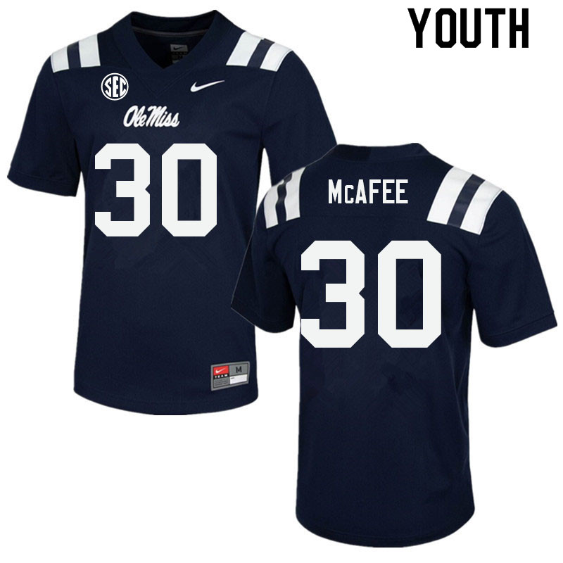 Youth #30 Fred McAfee Ole Miss Rebels College Football Jerseys Sale-Navy